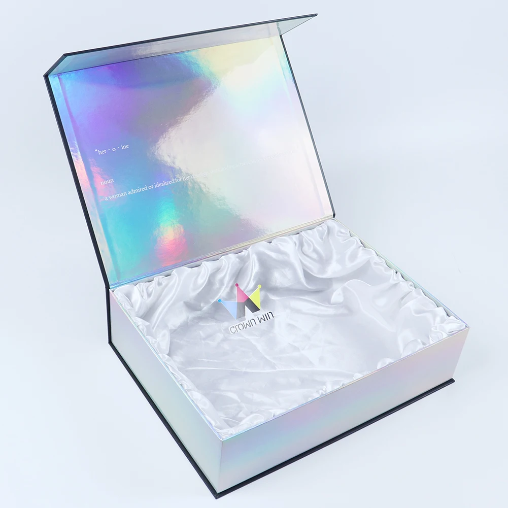Customized Silk Satin Lined Gift Packaging Paper Box 35X25X10 Satin Hair Bundles Gift Packaging Magnetic Box For Wig Accessories