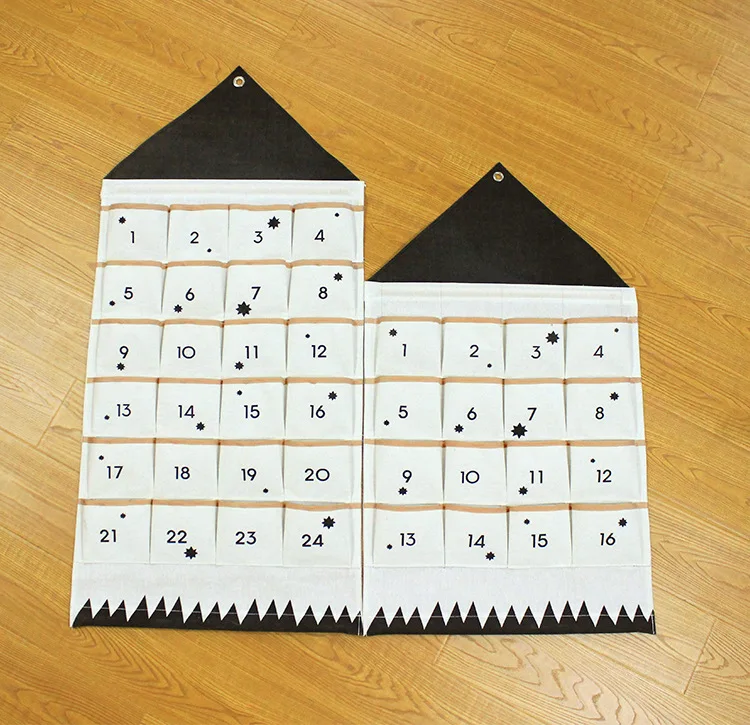 WH878 Pockets Wall Door Closet Hanging Storage Bag Organizer Christmas Calendar To Hanging Xmas Party Canvas storage bag