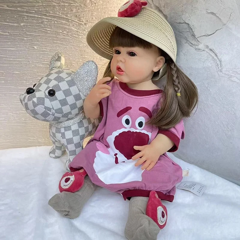 55CM full body soft silicone lifelike real touch reborn baby girl lovely realistic vinyl rebirth toddler princess doll