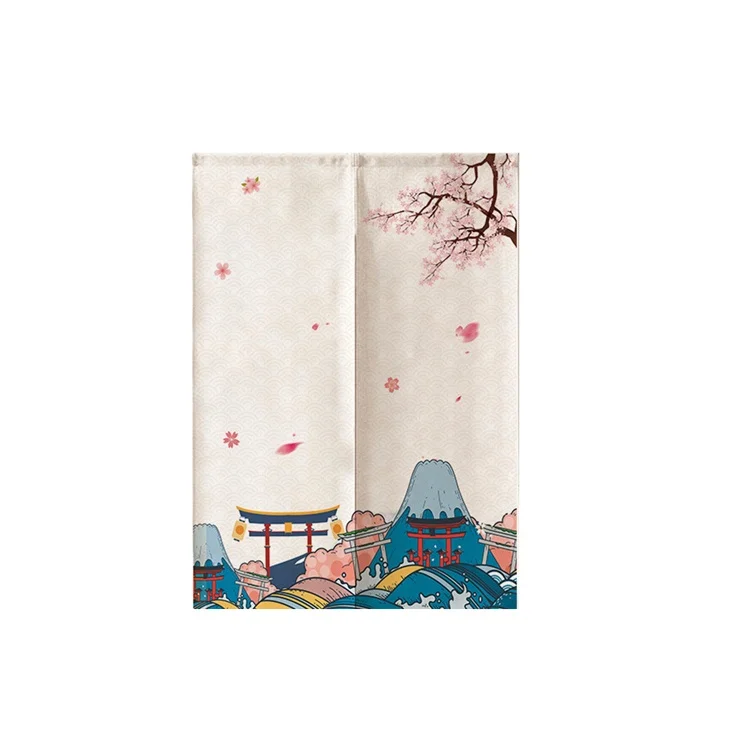 Asian style Indoor hanging door curtain customizable 2 pieces home decoration valance