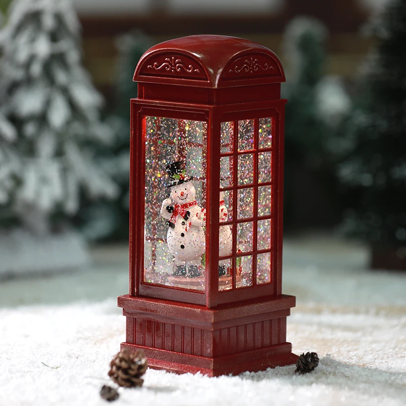 Amazon merry christmas gifts Snowman Telephone Booth Lighted Swirling Christmas Glitter Lantern