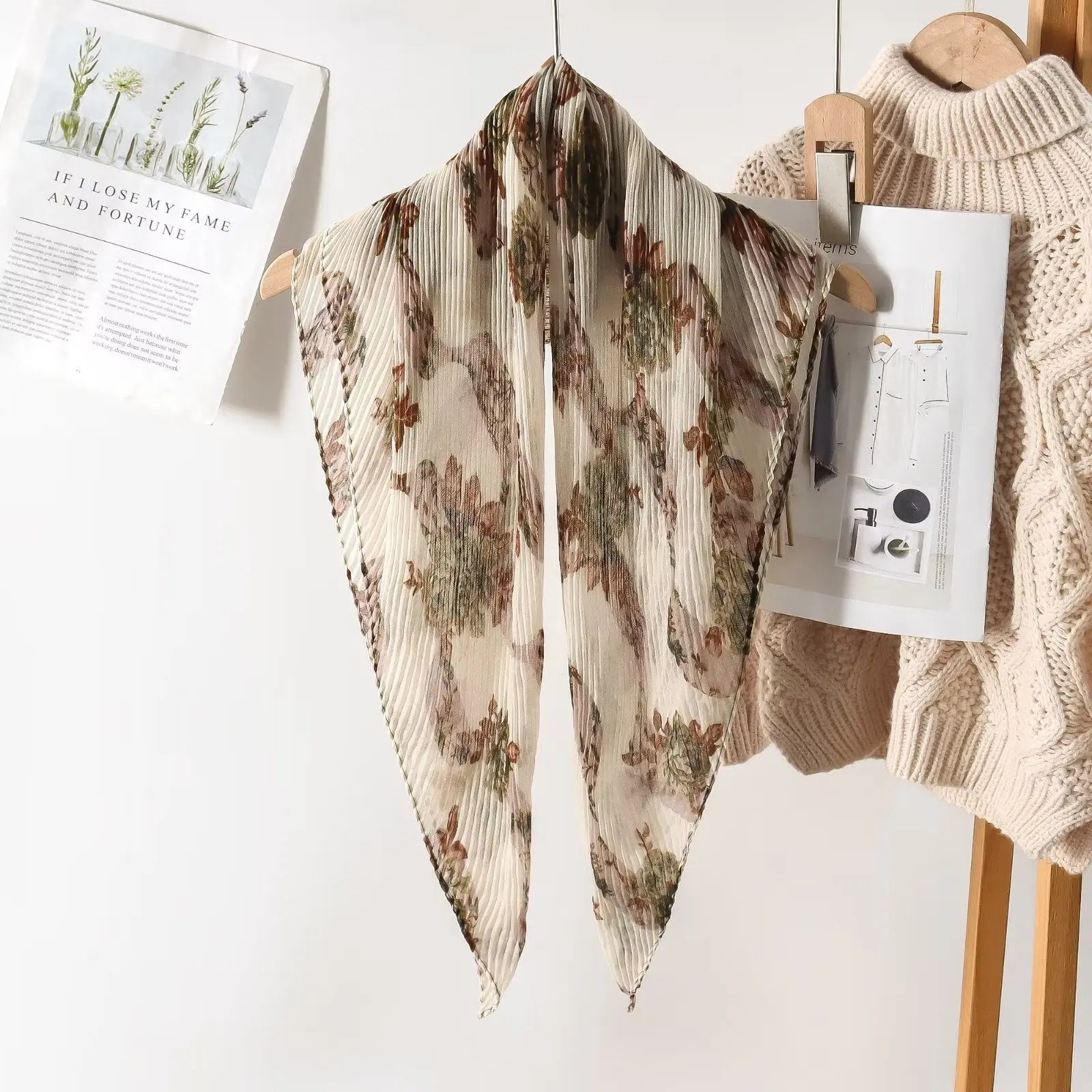 New Arrival Voile Cotton Scarf Lace Voile Printed Cotton Voile Scarf Manufacturer Square Cotton Pleated Scarf