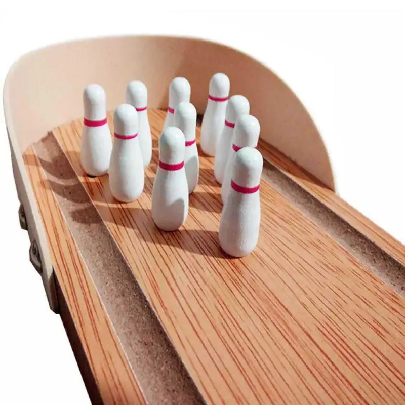 Classic Desk Ball Set,  Home Wooden Desktop Bowling Games Mini Bowling Game//