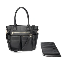 vegan leather diaper tote large capacity diaper bags for mom anti-tear baby bags with changing pad low MOQ nappy bags for baby