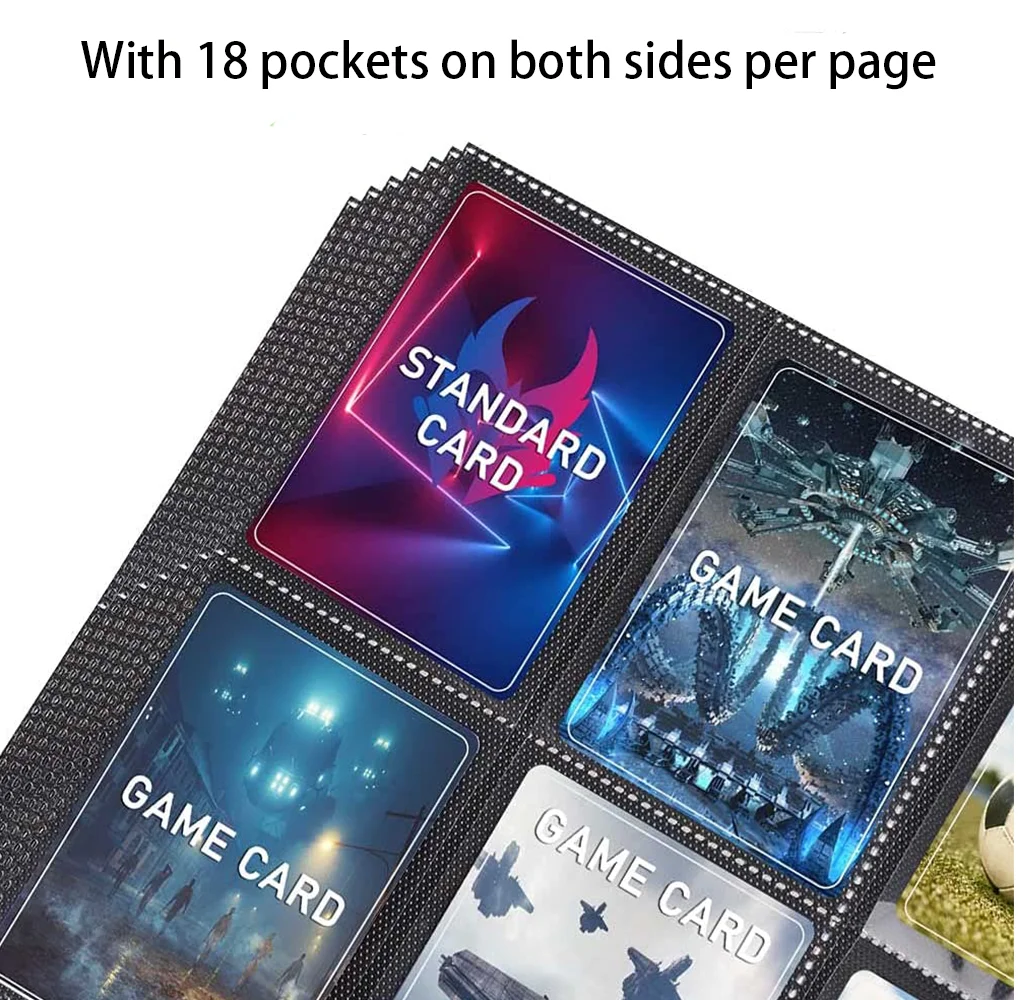 Trading Card Sleeve Pages 9 Pocket Black Background Trading Card Storage Album Pages Fit 3 Ring Binder