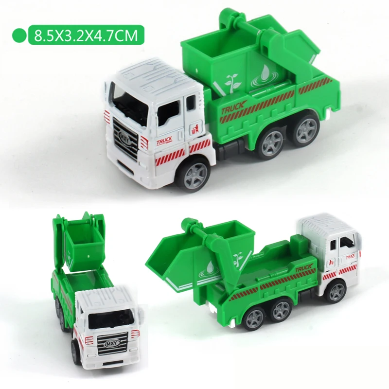 Wholesale  Truck Pull Back Alloy Garbage Track Friction Motal Model Car Truck Diecast Sanitation Vehicle Boy Toy