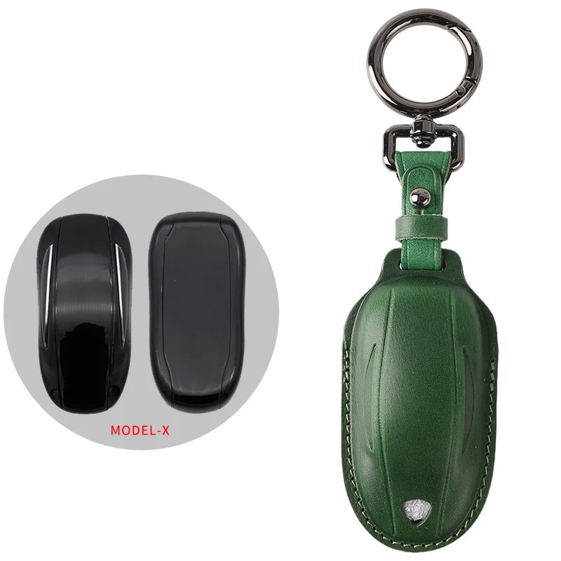 Genuine Leather Car Remote Key Bag Case Cover Shell For tesla Accessories