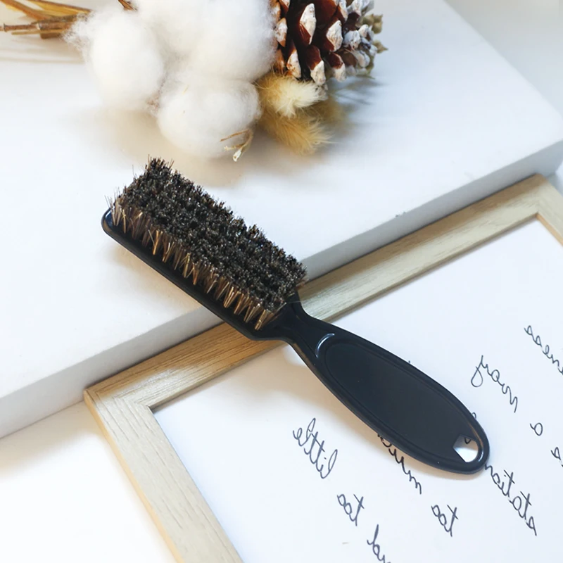 Custom Logo Wholesale Black Men with Natural Boar Bristle Beard Brush For Shaving Neck Duster Cleaning Brush For Beauty Care