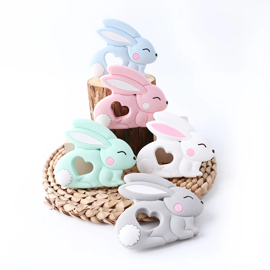 
Exclusive Design Silicone Rabbit Shape Necklace Pendant Baby Bunny Silicone Teether 