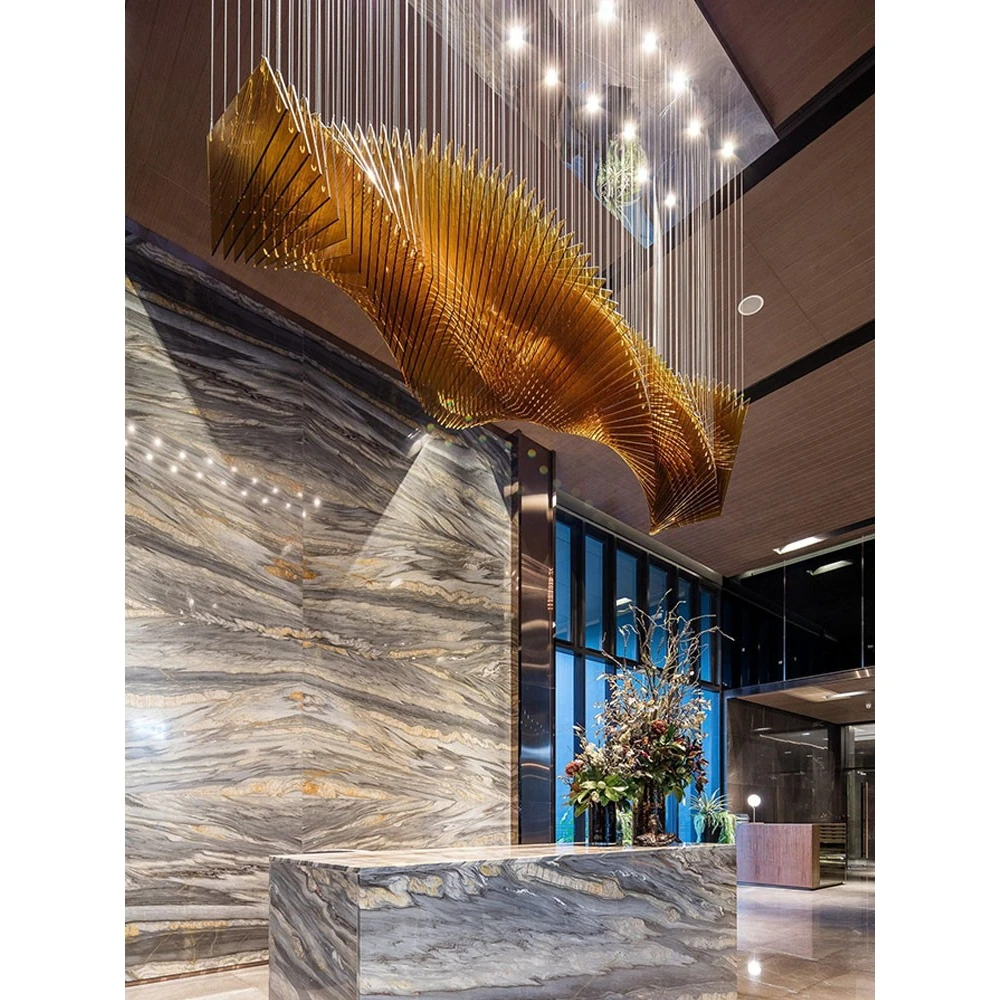 Hotel Lobby Acrylic Chandeliers Customized Villas Office Large Modern LED Indoor Pendent lamps Minimalist Creativity