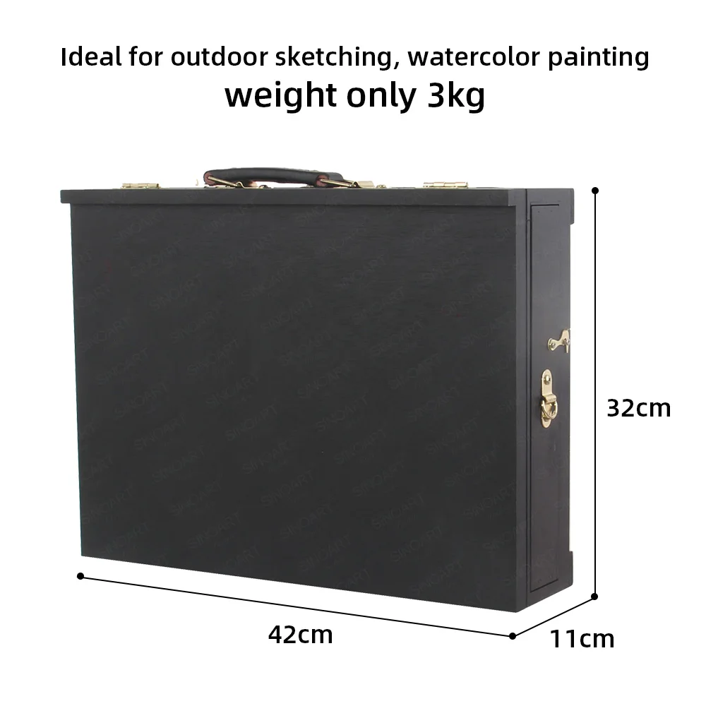 SINOART Aluminum legs wooden Box Easel Portable Detachable tripod base easel box Artist travel Lightweight french easel