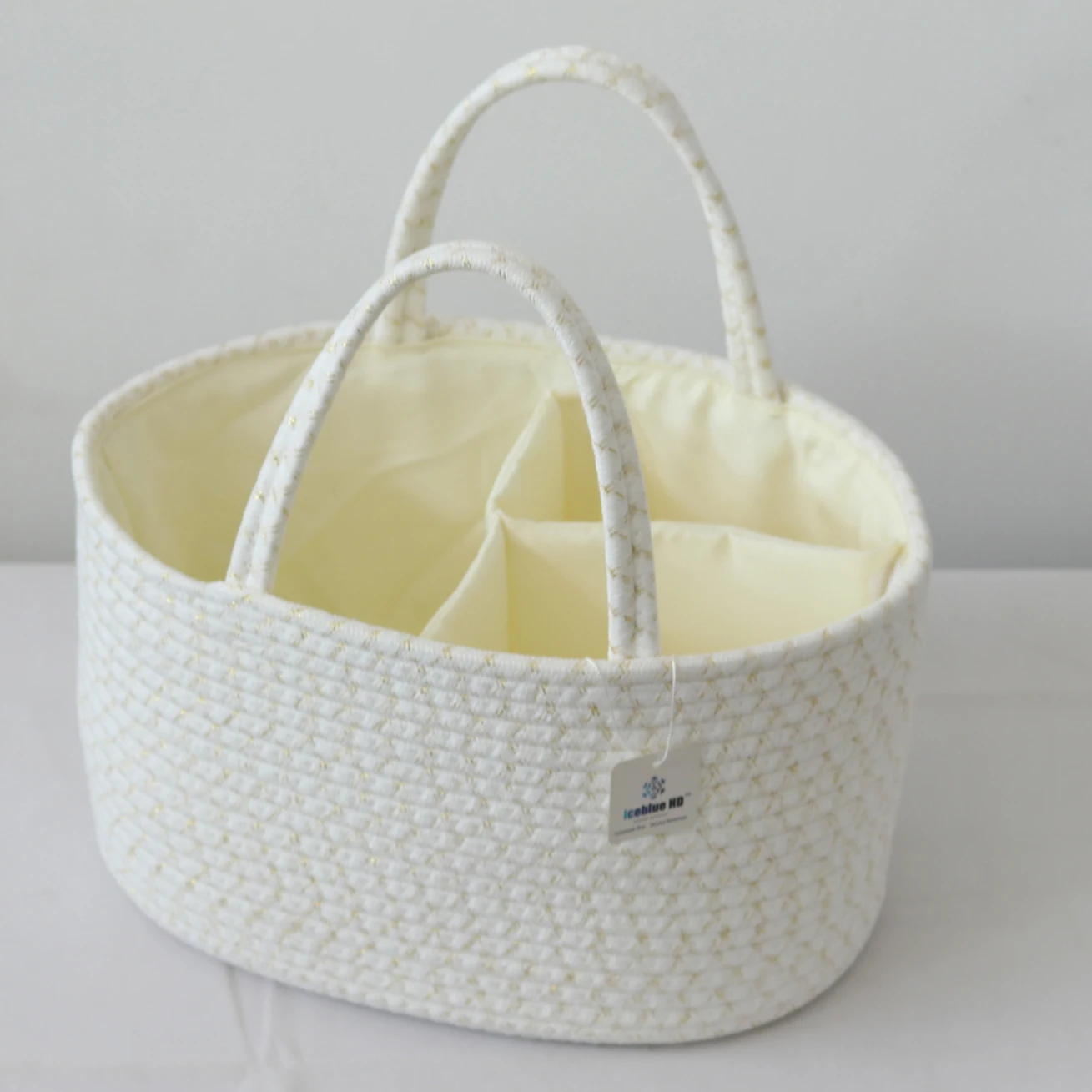 ICEBLUE HD Mommy Bag Jute Cotton Rope Baby Diaper Caddy Diaper Bags