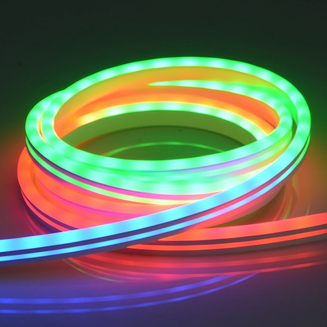 Мягкая светящаяся неоновая Светодиодная лента LC8806S-3535 RGB DC24V 18 Вт/м инновационная для художественных осветительных установок