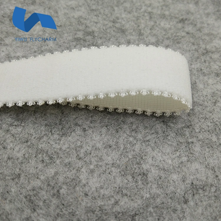 High quality  3/4 inch nylon spandex plush back crown picot strap elastic