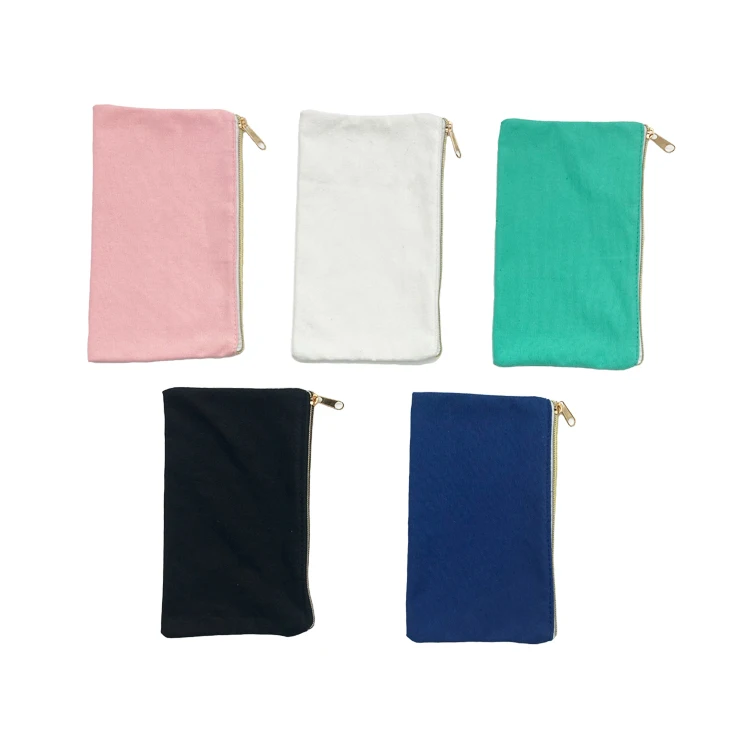 Blank Canvas School Student Pencil Bag Pencil Case With Zipper Closure