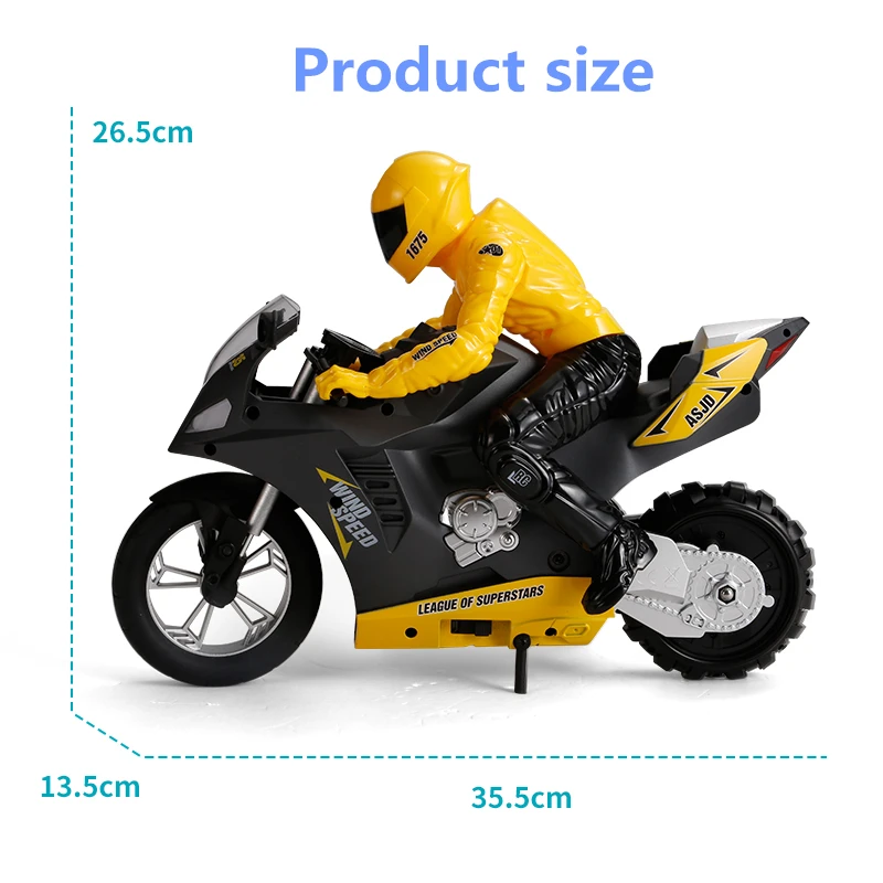 RC super long endurance beach track speed up 360 degrees in situ drift stunt show remote control motorcycle toy for kids