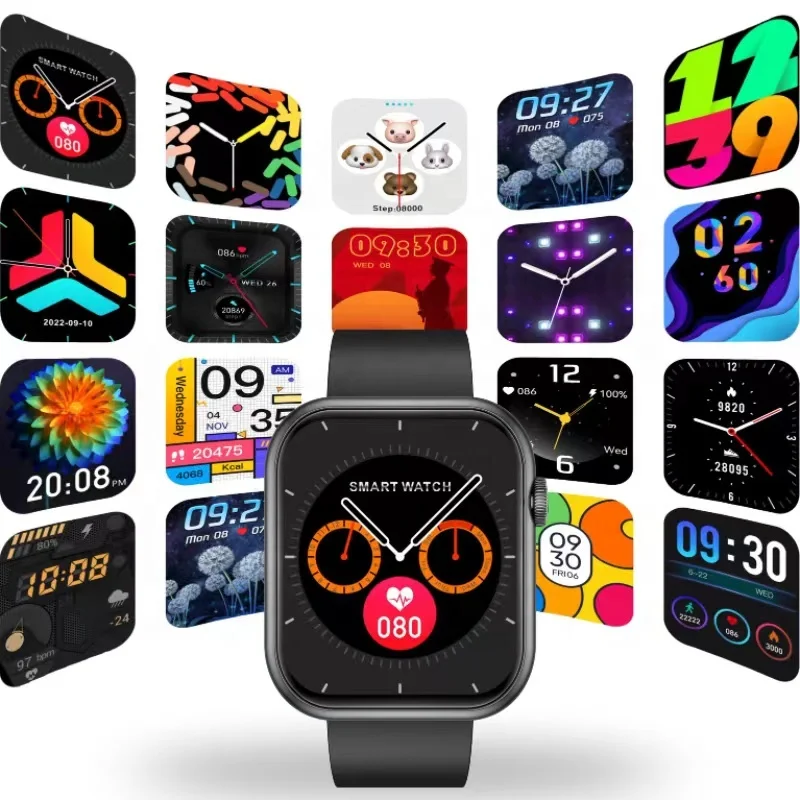 Blue bluetooth touch smart watch blood pressure oxygen health detection square unisex watch call game music fitness usb charging