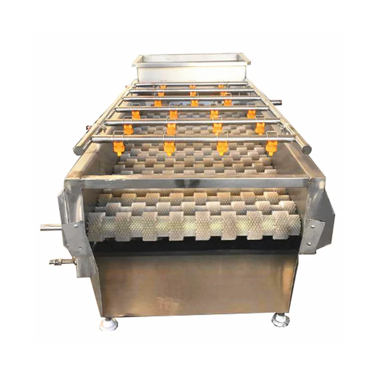 Continuously parallel brush roller fruit root vegetable cleaner washing machine for potato radish carrot lotus