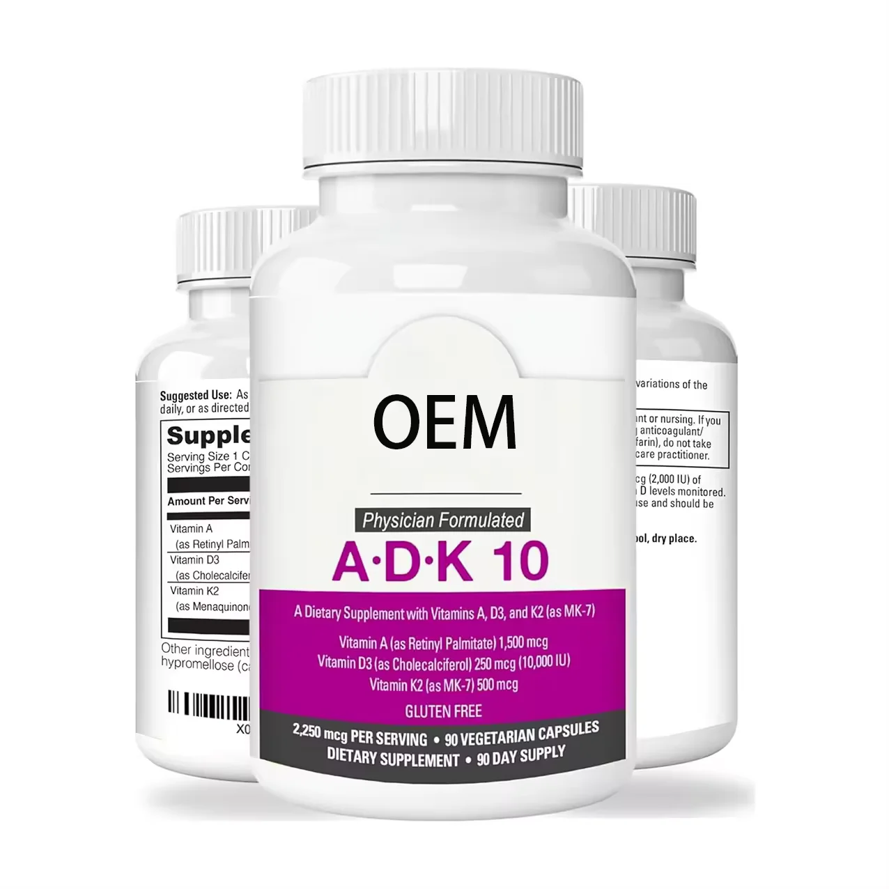 GMP Vitamins A D3 K2 Capsules Retinyl Palmitate Cholecalciferol Plus MK-7 ADK Capsules Heart Bone Immune Health