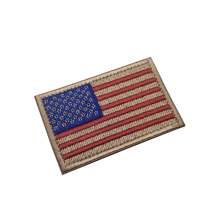 Customized Embroidered Brand Appliques Patches  American Flag Patches Personalized Hook and Loop Embroidery Patch For Clothing