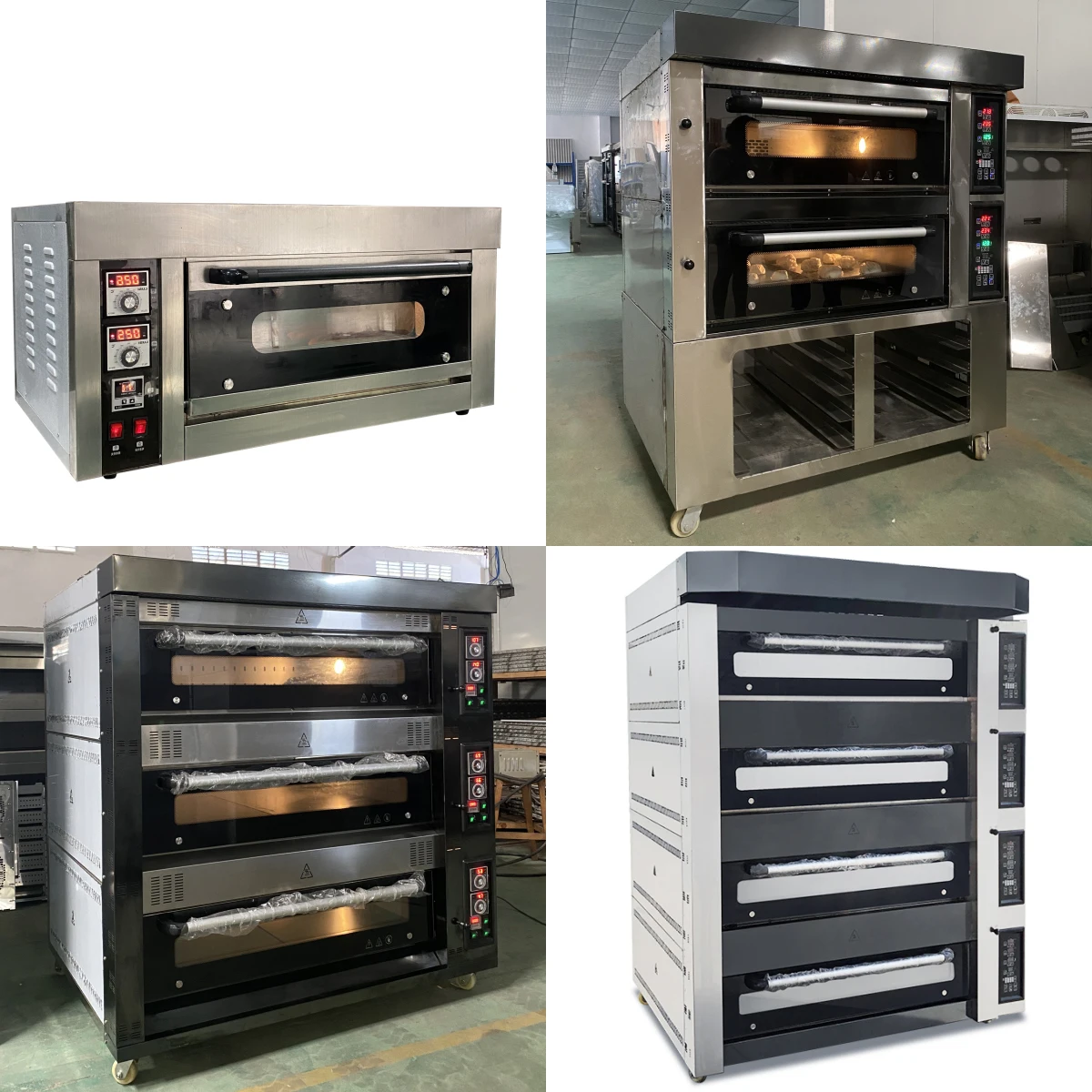 Easy Operation New Design Double Deck Pizza Oven Conveyor 2 Deck 6 Tray Oven Stone Deck Steam Oven