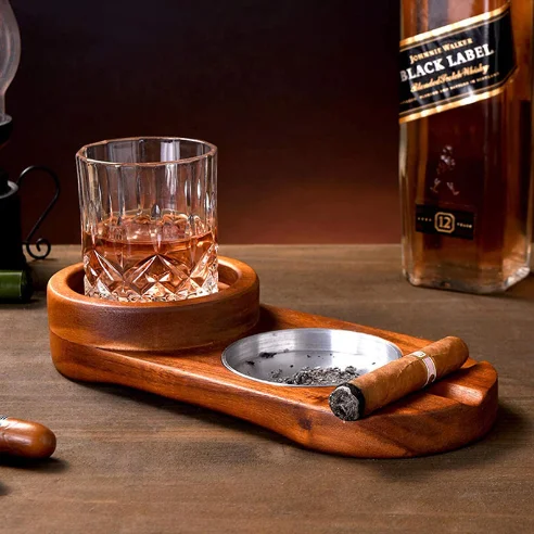 Cigar Ashtray Coaster Whiskey Glass Tray Holder Kitchenware Home Appliance