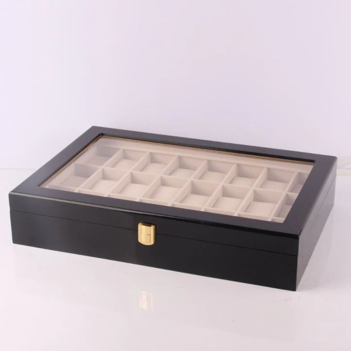 
Top grade wooden gift box empry 24 slots watch box with eva foam inlay holder 