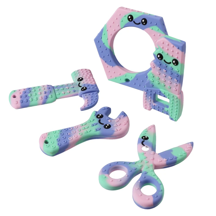 Factory Directly Sell  Food Grade Silicone BPA Free OEM Newest Sensory Chew Pendant Baby Teether for Kids with Autism ADHD ADD