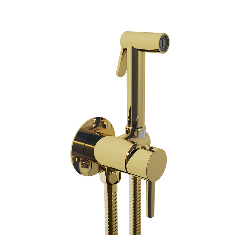 Hot Selling Bathroom Self Cleaning Polished Chrome Shattaf Set Easy Control Toilet Bidet Set Handheld Bidet Sprayer Set