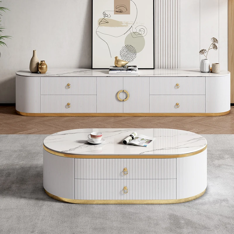 Living Room Furniture Tempered Glass Tv Stand Cabinet Set With 3 Large Drawers For The Bedroom