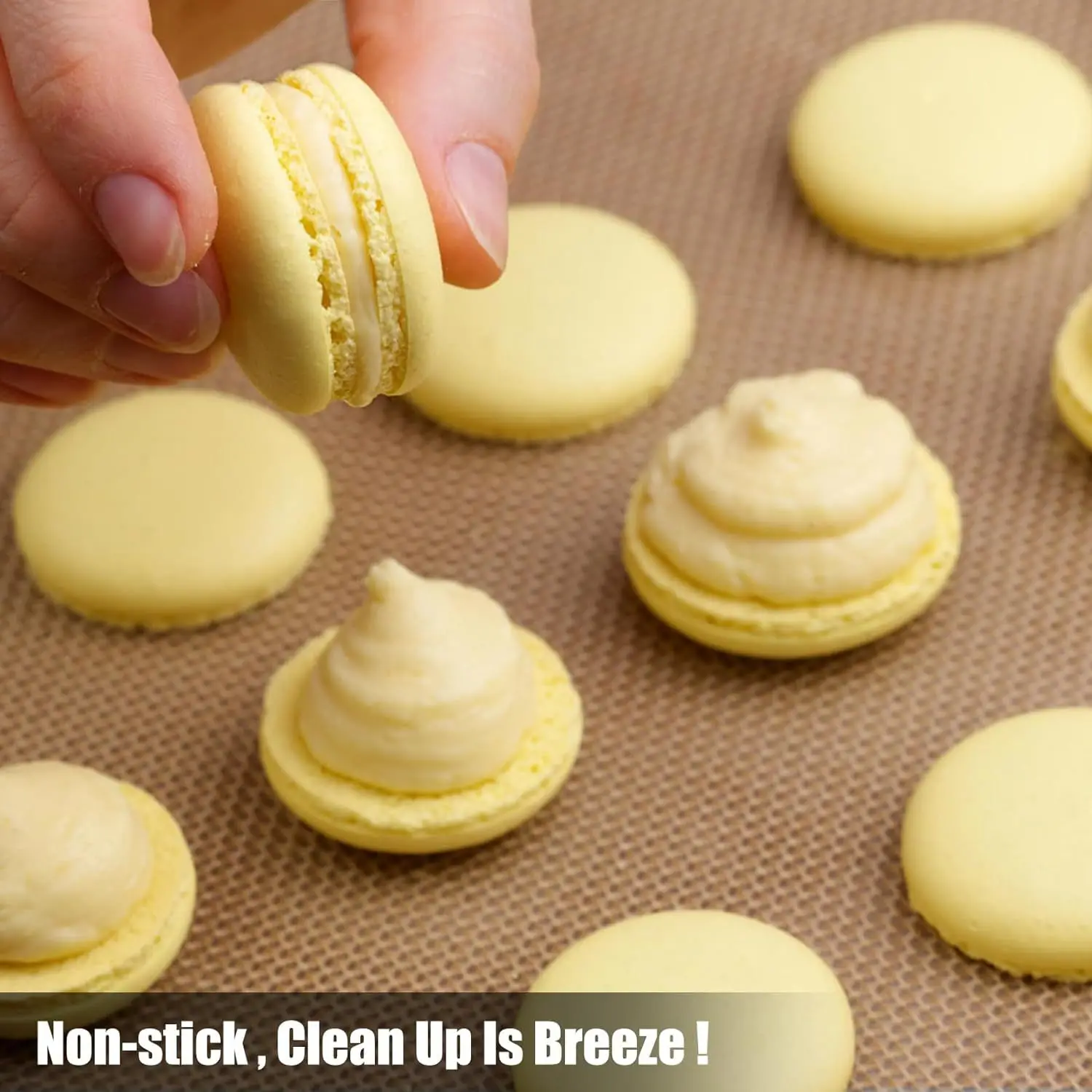 Yellow bottom grey edge glass fiber food grade oven baking tray mat baking kneading mat baking