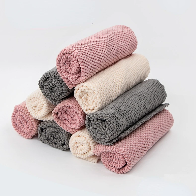 FF2804 Kitchen Microfiber Dishwashing Rags Dusting Drying Towel Dish Cloth Super Absorbent Microfiber Cleaning Cloth