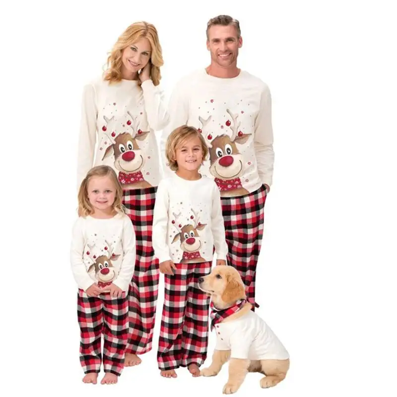 Wholesale Winter Long Sleeve Women Men Kids 2 Piece Pajamas Set Family Matching Christmas Pajamas