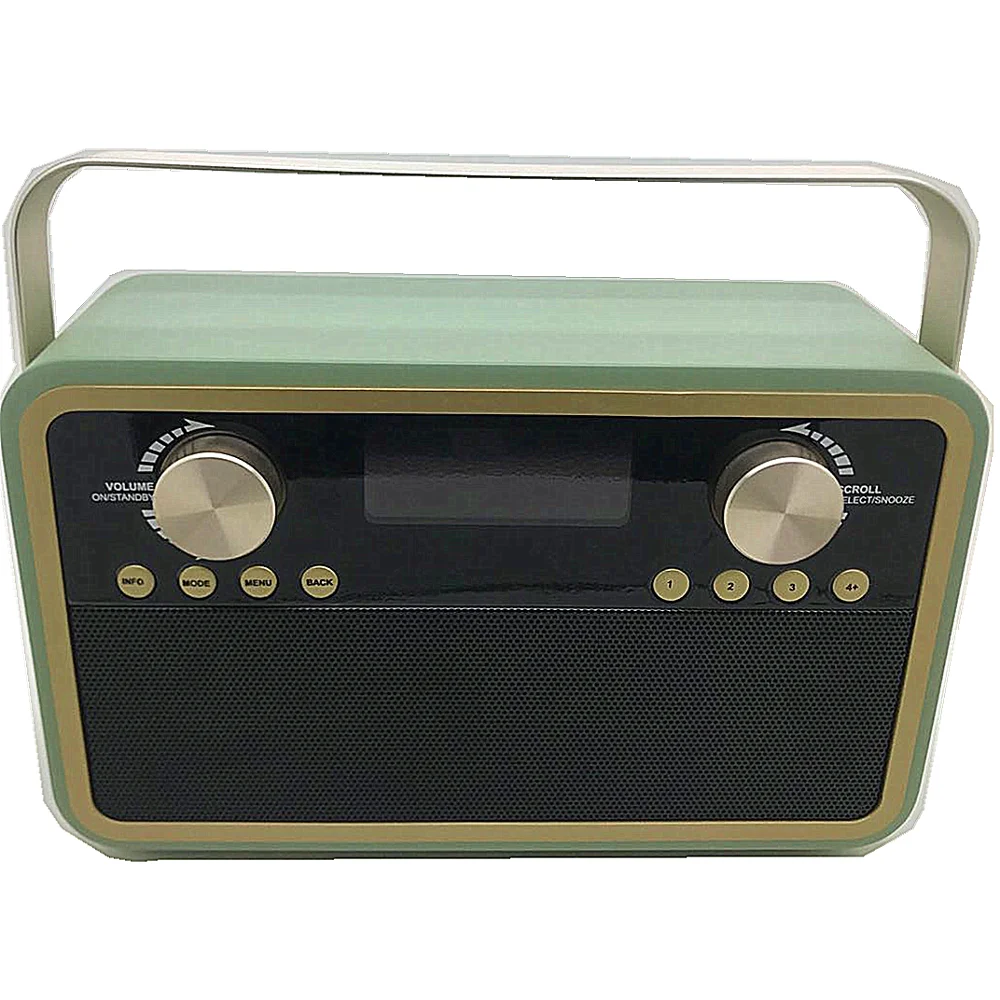 
 Wooden retro vintage radio FM/DAB radio with BT  Metal handle retro style portable desktop radio  