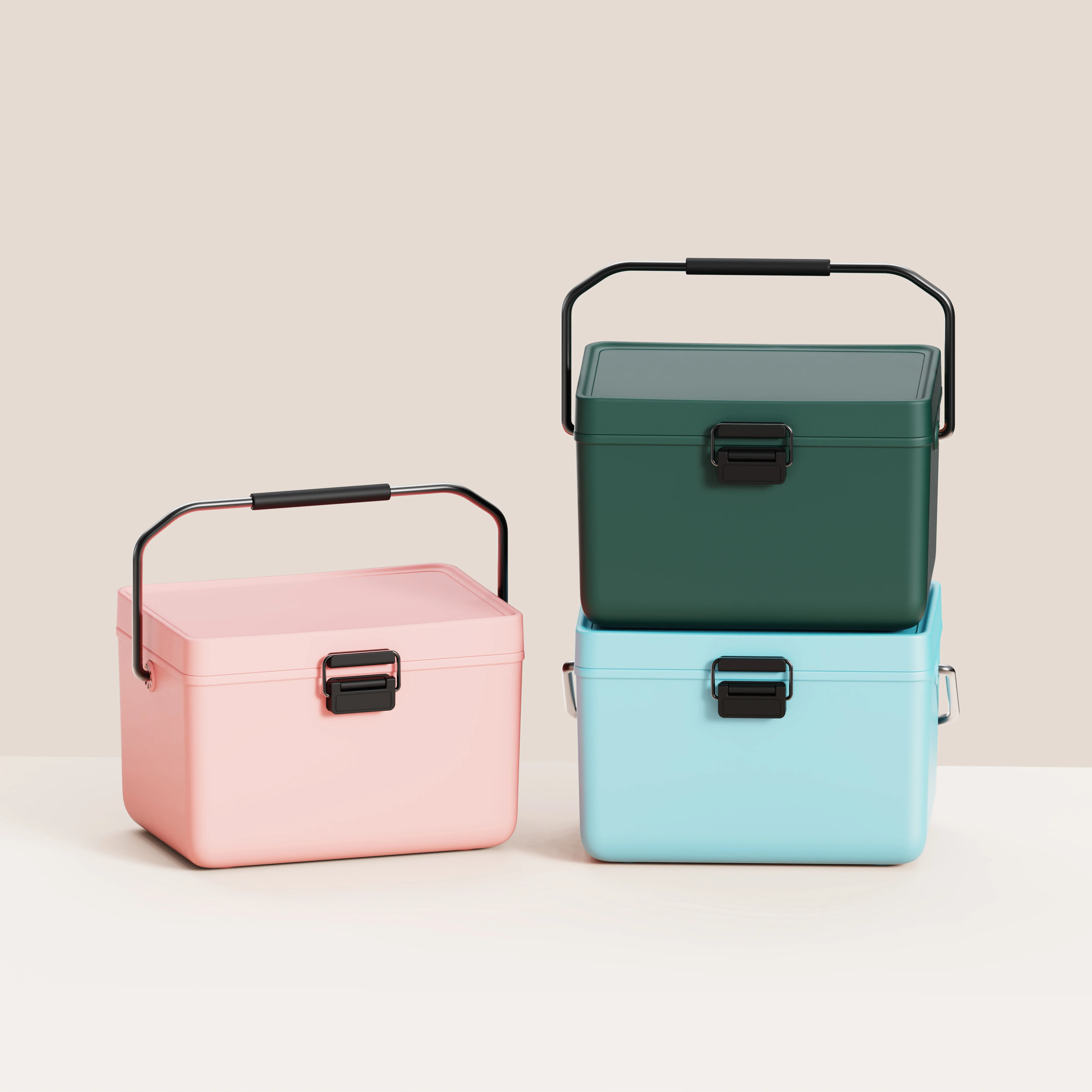 3.8L PU Plastic and Metal Handle Insulated Ice Chest for Camping  Picnic, Travel, and Office Storage Cooler Box