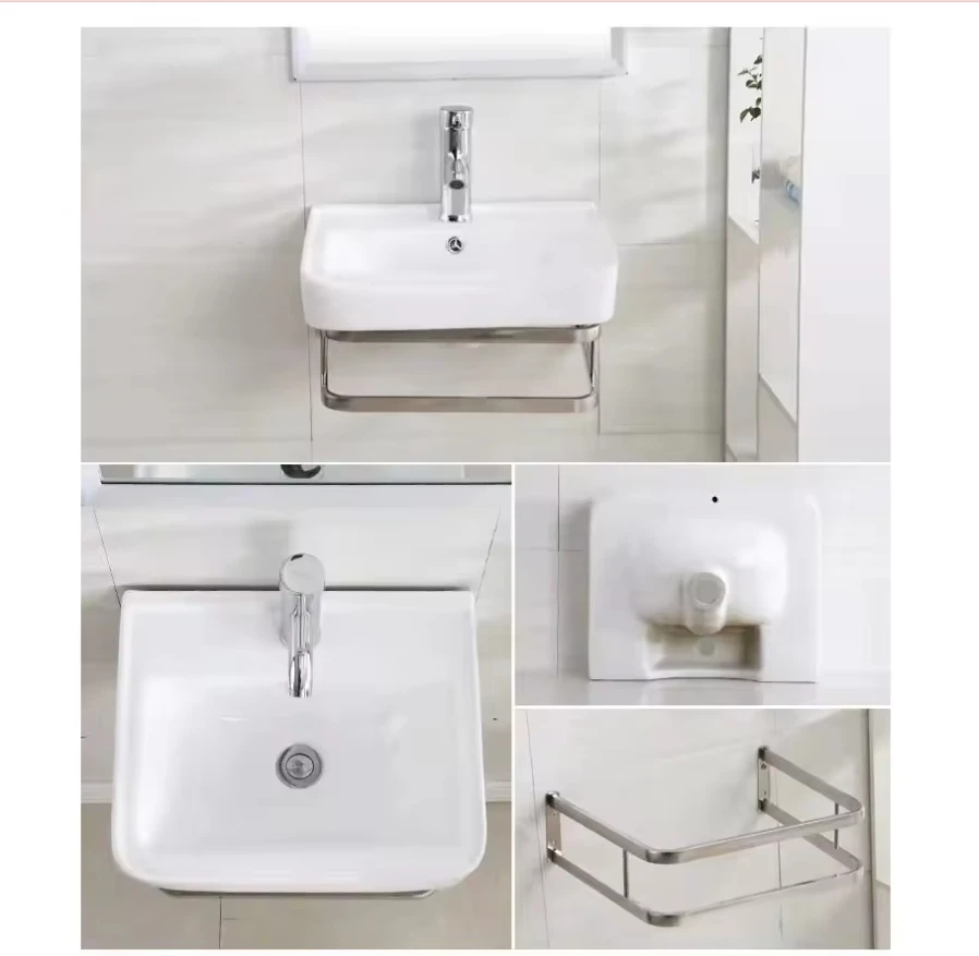 AIDI Cheap Bathroom Ceramic Single Hole Wall Hung Wash Sink rack basin
