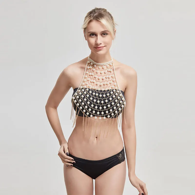 Pearl Body Chain Jewelry Harness Body Jewelry
