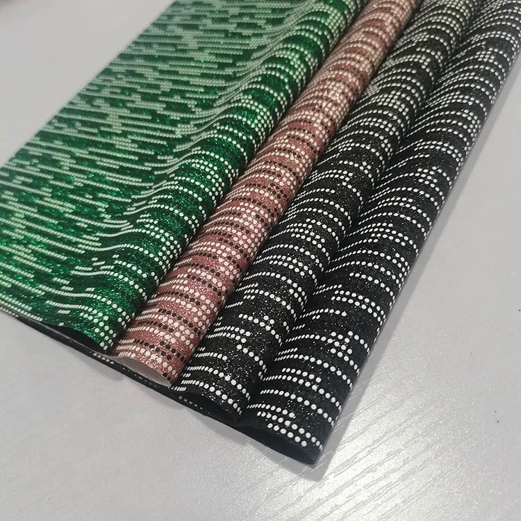 Artificial Synthetic faux PU leather shiny pretty magical printed glitter leather fabric for shoes bags