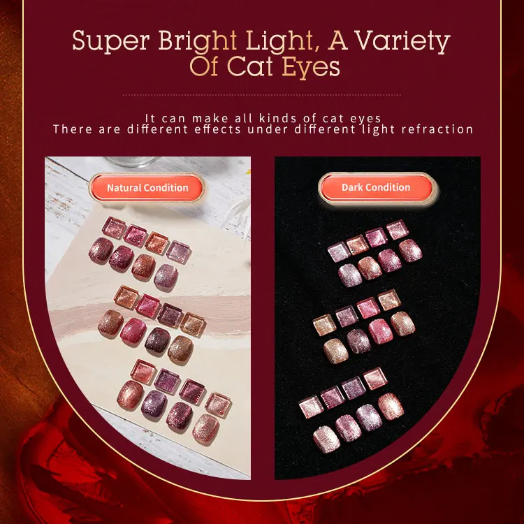 Red Series Reflective Cat Eye Gel uv gel polish private label 3 in 1 one step gel nail polish for nail salon