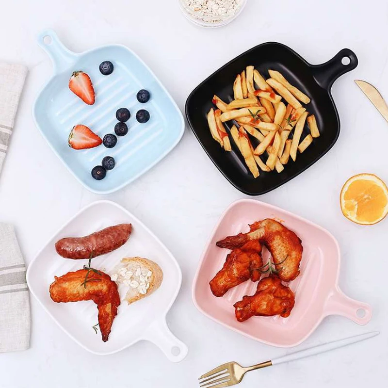 ceramic baking dish oven barbecue tray home baking tray ceramic with handle