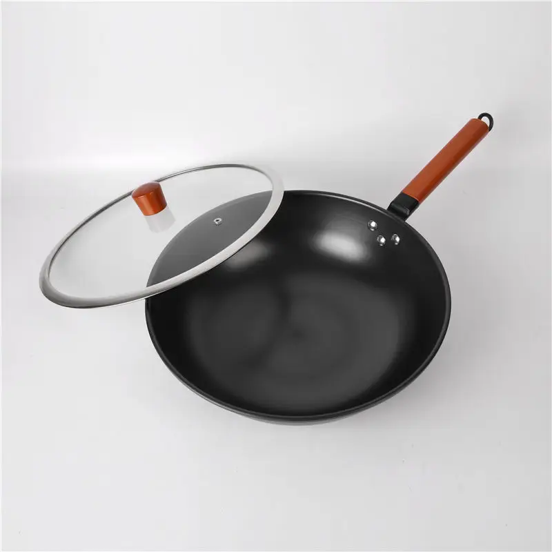 Black Stainless Steel Fry Pans Nonstick Coating Iron Cookware Set Wok Pan Multi Functional Cooking Sets With Glass Cover