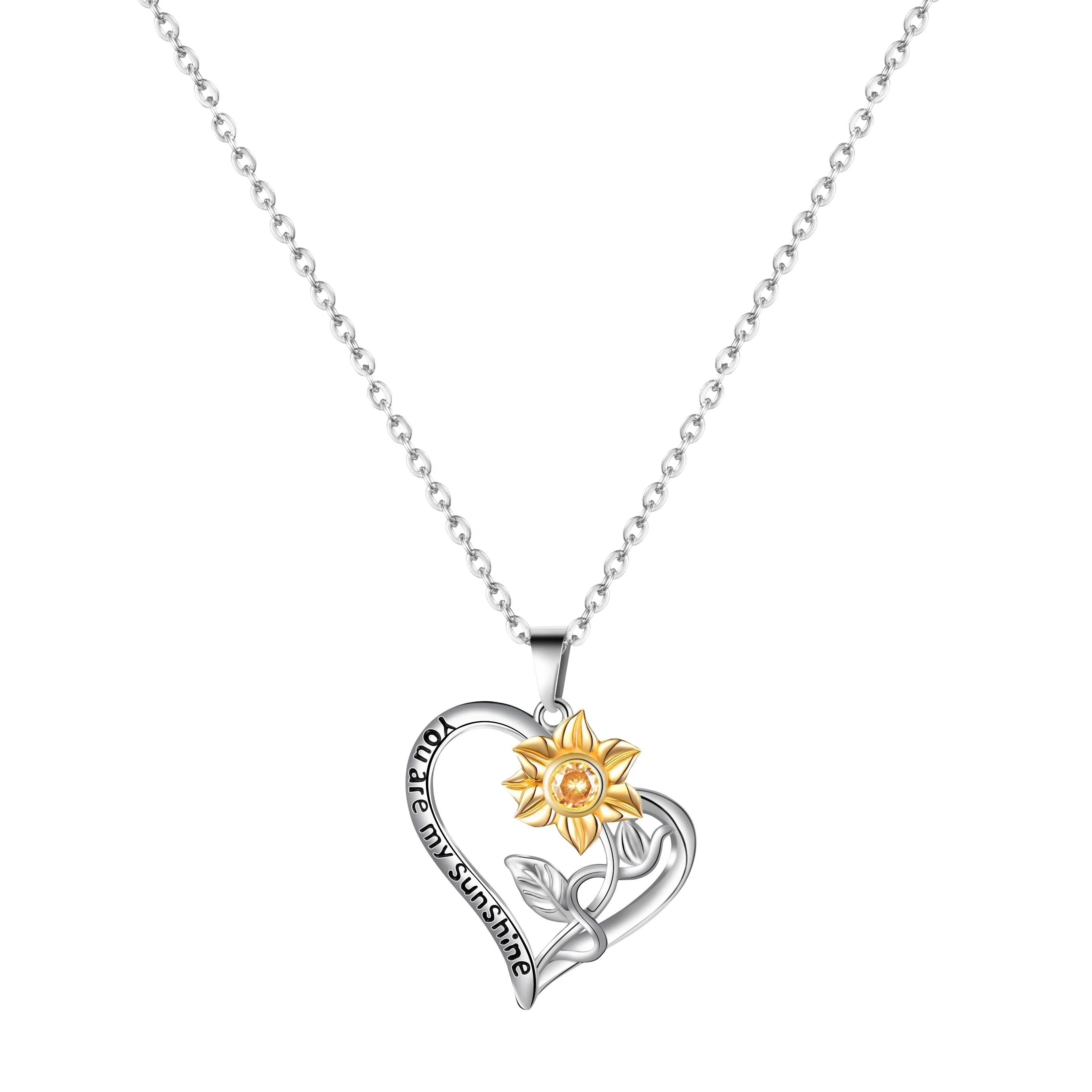 joycuff Yiwu wholesale love sunflower diamond necklace for women girlfriend