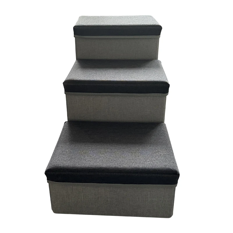 Foldable Pet Stairs 4 Steps Storage Box Dog Stairs Climbing Ladder with Storage for High Beds