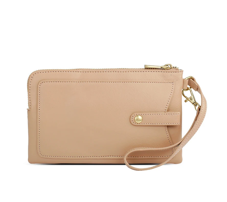 Fashion  wristlet  purse cell mobile phone bags oem genuine leather evening bags coin purse cowhide women ladies clutch bag