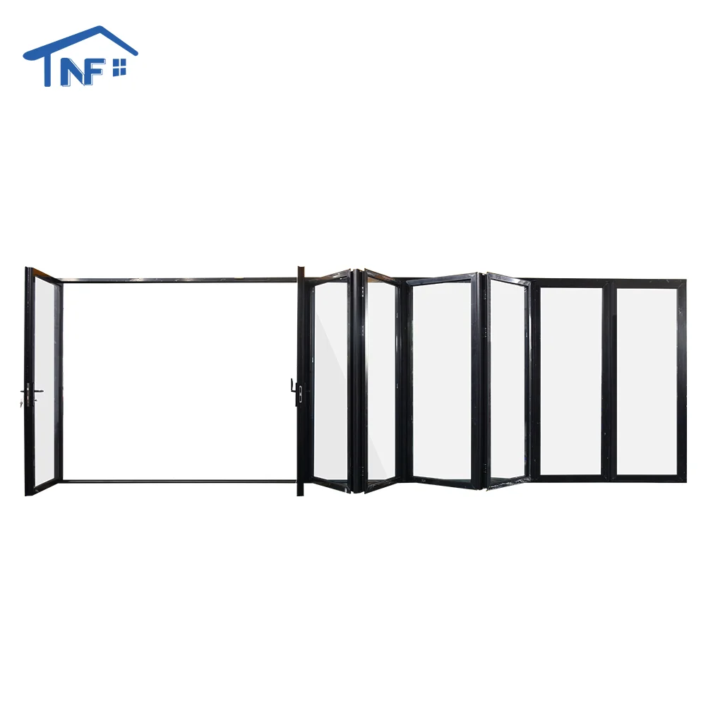 Foshan NF aluminum alloy black accordion door US Canada standard double glass bifolding doors