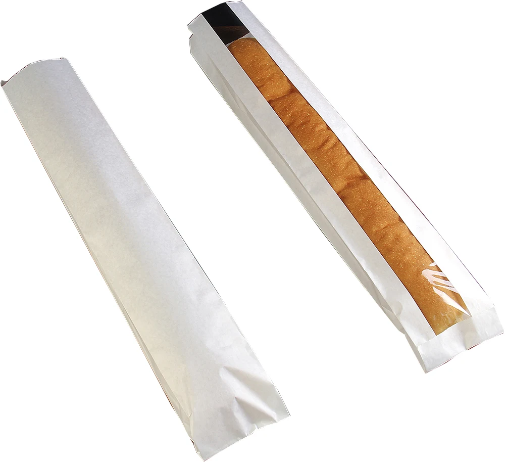 grease proof Kraft baguette bread packaging paper bag with window