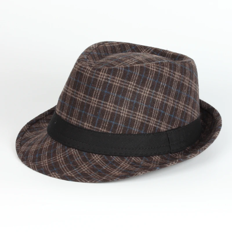 Wholesale Classic Vintage Spring Autumn Checked Panama Jazz Fedora Sun Hats For Men Women