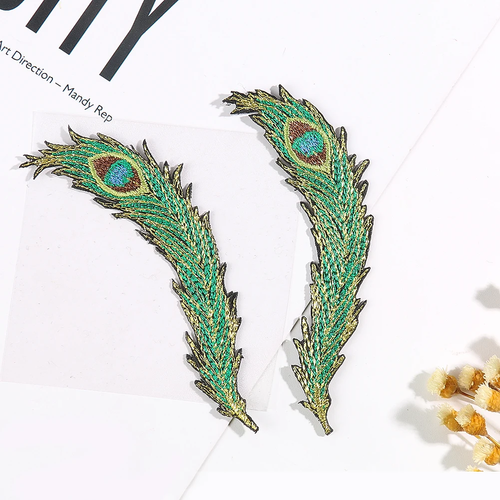 Peacock Feather Embroidery Patches Applique Clothes Sticker and Iron on Patches Clothing Accessories Sewing Supplies Badge