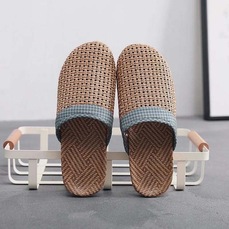 Professional manufacturer summer flax sole bamboo woven slippers for unisex
