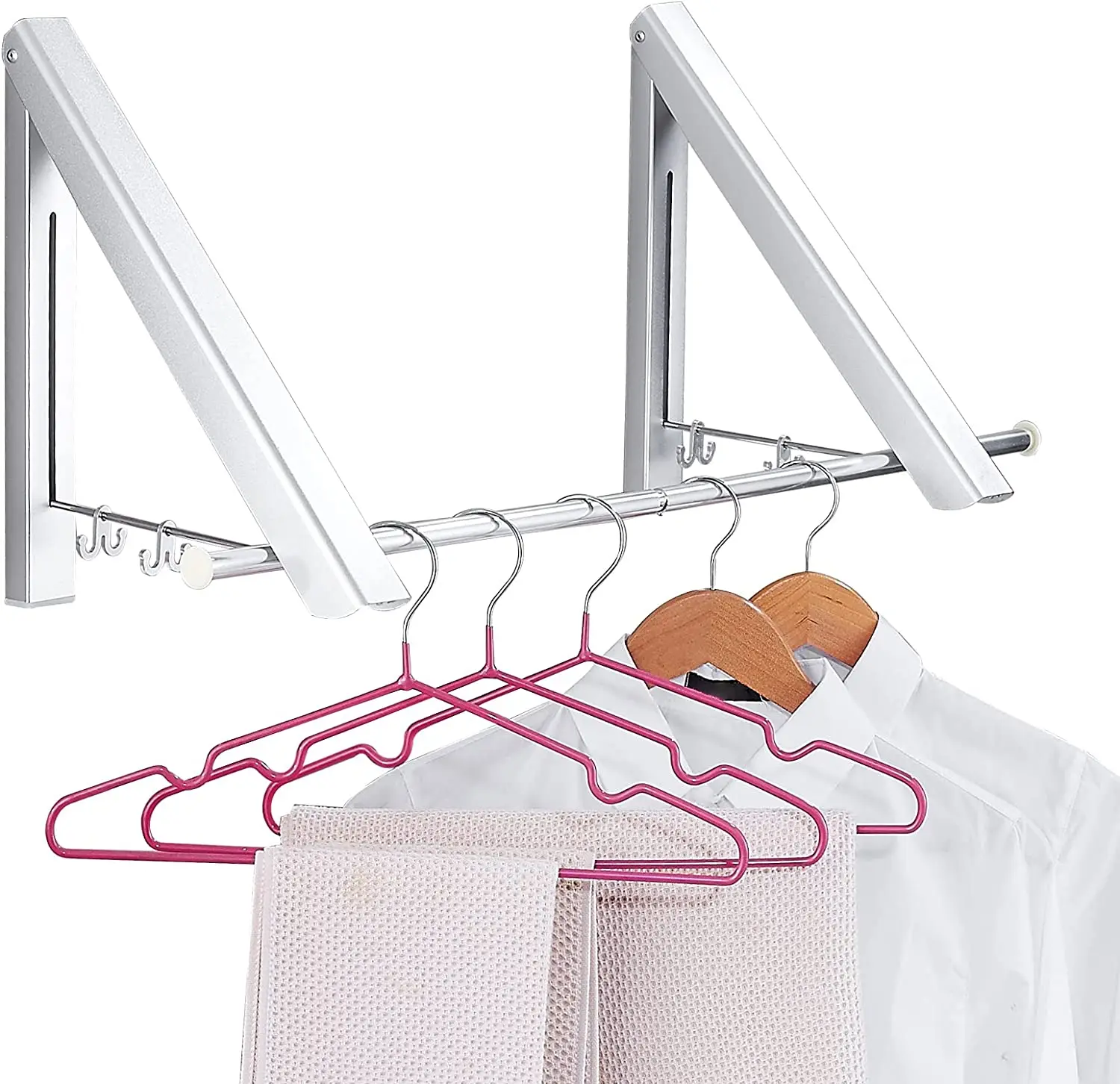 Double Foldable Clothing Rack with Extension 80cm Rods for Laundry Dryer Room